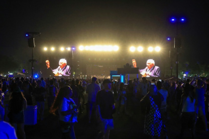 US Senator Bernie Sanders drew a massive, rapt crowd by making a surprise appearance at Coachella