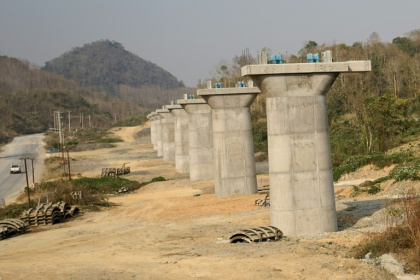 Part of the rail line linking China to Laos, a key part of Beijing's 'Belt and Road' project across the Mekong - Aidan JONES (AFP)