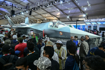 A full-scale model of India's proposed Advanced Medium Combat Aircraft (AMCA) aircraft - Idrees MOHAMMED (AFP)