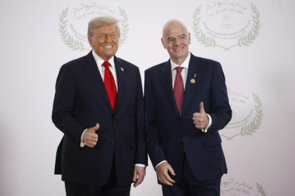 FIFA President Gianni Infantino and US President Donald Trump met at a Gaza summit in Egypt on Monday - Yoan VALAT (AFP)