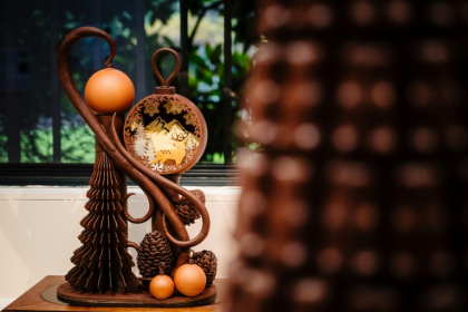 A chocolate creation by pastry chef Laurent Duchene at the Paris auction - Dimitar DILKOFF (AFP)